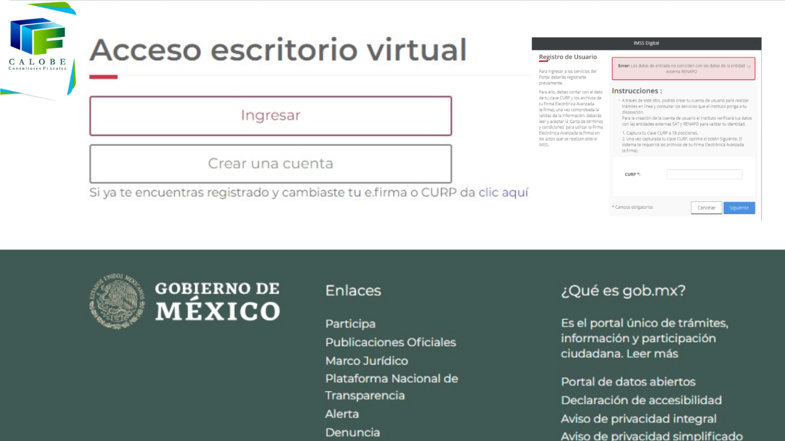 Error Al Crear Cuenta En Escritorio Virtual Del Imss Calobe 4308